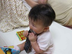 リモコンを食べるななちゃん